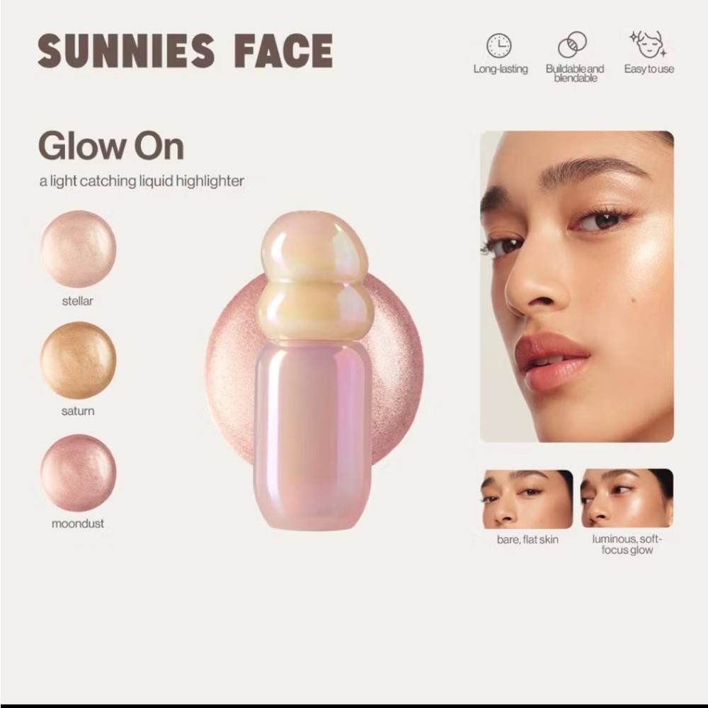 NIB Sunnies Face Glow On [Light Catching Liquid Highlighter] in SATURN